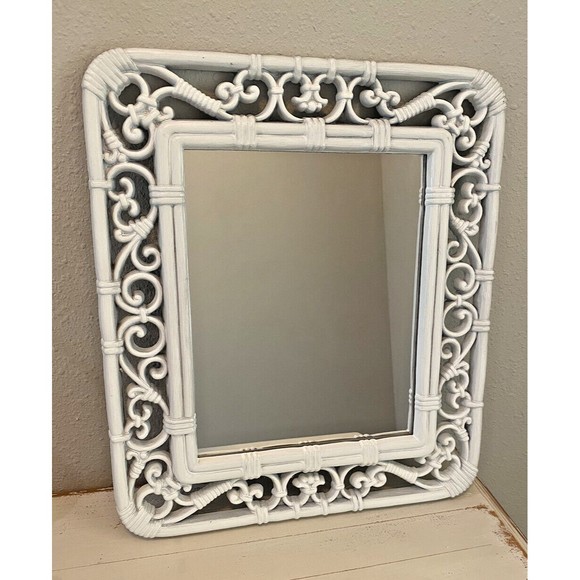 Vintage Mid Century Modern Homco Syroco White Mirror 14.5X12.5 Used - Picture 1 of 8